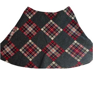 VTG‎ No Appt Necessary Wool Red Gray Tartan Mini Skirt Classic Academia Size 7